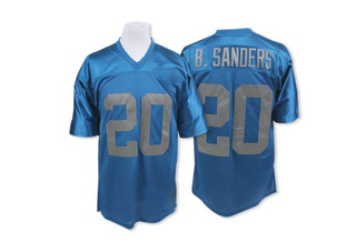 Authentic Barry Sanders Men's Detroit Lions With 75 Anniversary Patch Throwback Jersey - Blue