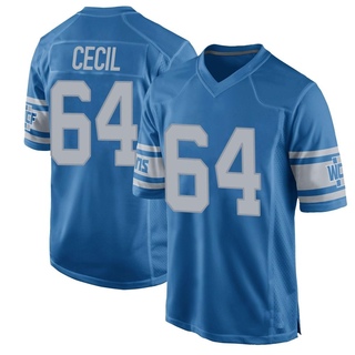 Game Brad Cecil Men's Detroit Lions Throwback Vapor Untouchable Jersey - Blue