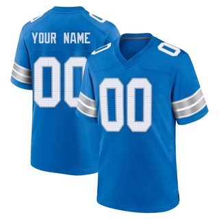 Game Custom Men's Detroit Lions 2nd Jersey - Blue