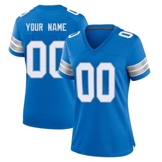 Game Custom Women's Detroit Lions 2nd Jersey - Blue