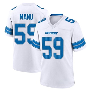 Game Giovanni Manu Men's Detroit Lions 2nd Jersey - White