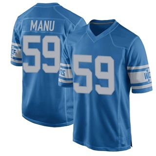 Game Giovanni Manu Men's Detroit Lions Throwback Vapor Untouchable Jersey - Blue