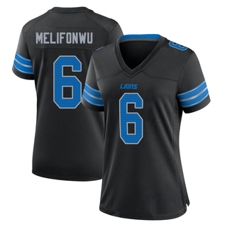 Game Ifeatu Melifonwu Women's Detroit Lions Alternate 2nd Jersey - Black