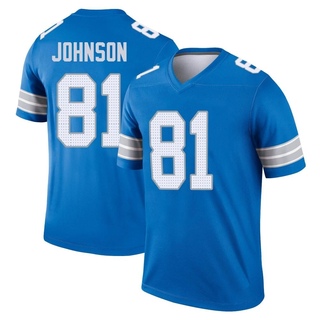 Legend Calvin Johnson Men's Detroit Lions 2nd Jersey - Blue