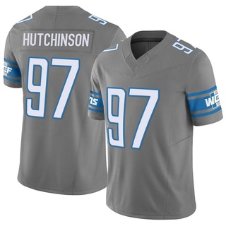 Limited Aidan Hutchinson Men's Detroit Lions Silver Vapor F.U.S.E. Jersey