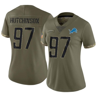 Limited Aidan Hutchinson Women's Detroit Lions 2022 Salute To Service Jersey - Olive