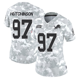 Limited Aidan Hutchinson Women's Detroit Lions 2024 Salute to Service Jersey - Arctic Camo