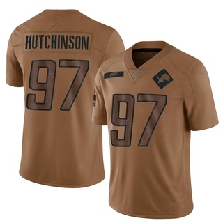 Limited Aidan Hutchinson Youth Detroit Lions 2023 Salute To Service Jersey - Brown