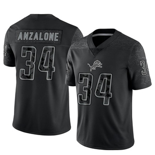 Limited Alex Anzalone Men's Detroit Lions Reflective Jersey - Black