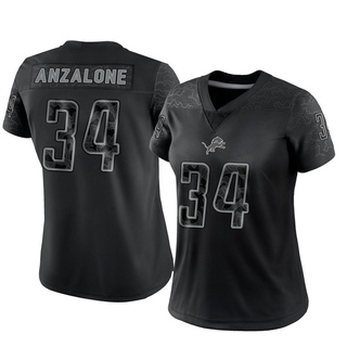 Limited Alex Anzalone Women's Detroit Lions Reflective Jersey - Black