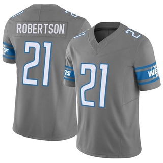 Limited Amik Robertson Men's Detroit Lions Silver Vapor F.U.S.E. Jersey