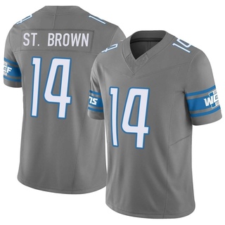 Limited Amon-Ra St. Brown Men's Detroit Lions Silver Vapor F.U.S.E. Jersey