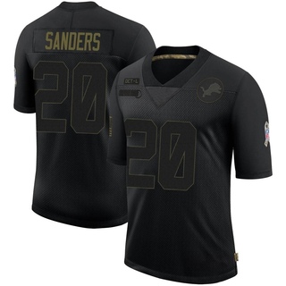 Limited Barry Sanders Men's Detroit Lions 2020 Salute To Service Jersey - Black