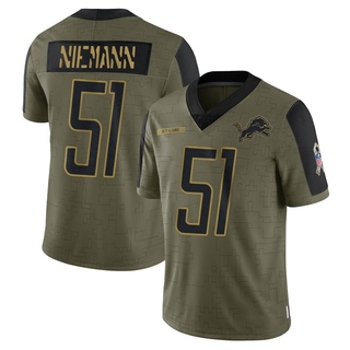 Limited Ben Niemann Youth Detroit Lions 2021 Salute To Service Jersey - Olive