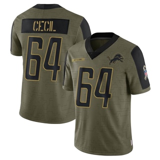 Limited Brad Cecil Men's Detroit Lions 2021 Salute To Service Jersey - Olive