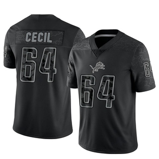 Limited Brad Cecil Men's Detroit Lions Reflective Jersey - Black