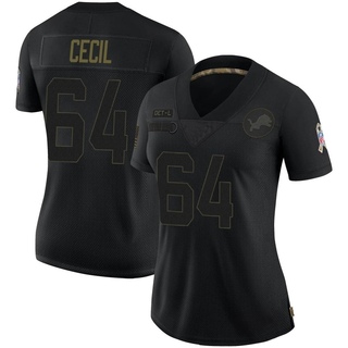 Limited Brad Cecil Women's Detroit Lions 2020 Salute To Service Jersey - Black