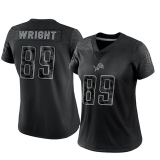 Limited Brock Wright Women's Detroit Lions Reflective Jersey - Black