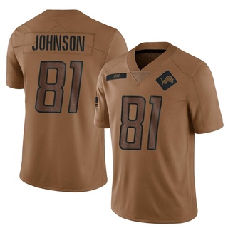 Limited Calvin Johnson Men's Detroit Lions 2023 Salute To Service Jersey - Brown