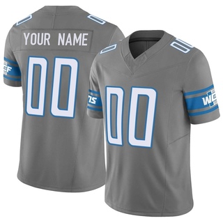 Limited Custom Men's Detroit Lions Silver Vapor F.U.S.E. Jersey