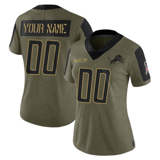 Limited Custom Women's Detroit Lions 2021 Salute To Service Jersey - Olive