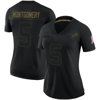 Limited David Montgomery Women's Detroit Lions 2020 Salute To Service Jersey - Black