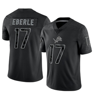 Limited Dominik Eberle Men's Detroit Lions Reflective Jersey - Black