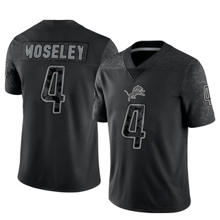 Limited Emmanuel Moseley Men's Detroit Lions Reflective Jersey - Black