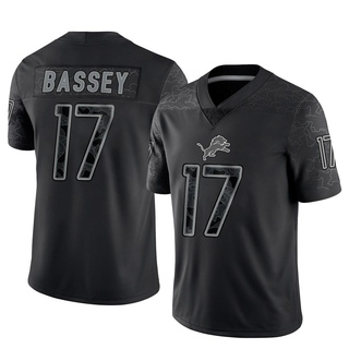 Limited Essang Bassey Men's Detroit Lions Reflective Jersey - Black