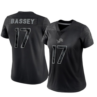 Limited Essang Bassey Women's Detroit Lions Reflective Jersey - Black