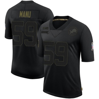 Limited Giovanni Manu Men's Detroit Lions 2020 Salute To Service Jersey - Black