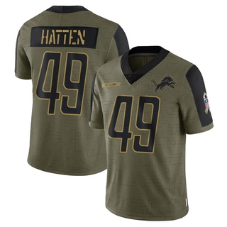 Limited Hogan Hatten Youth Detroit Lions 2021 Salute To Service Jersey - Olive