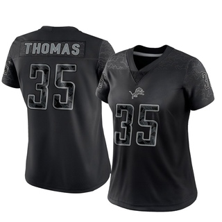 Limited Isaiah Thomas Women's Detroit Lions Reflective Jersey - Black