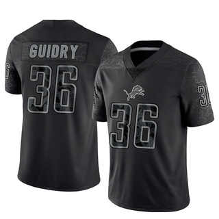 Limited Javelin Guidry Men's Detroit Lions Reflective Jersey - Black