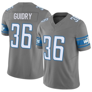 Limited Javelin Guidry Men's Detroit Lions Silver Vapor F.U.S.E. Jersey