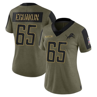 Limited Kingsley Eguakun Women's Detroit Lions 2021 Salute To Service Jersey - Olive