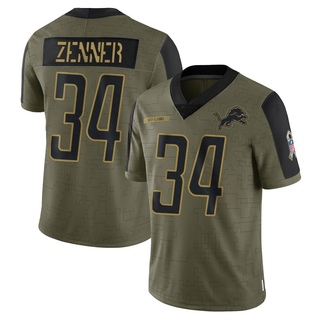 Limited Zach Zenner Men's Detroit Lions 2021 Salute To Service Jersey - Olive