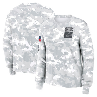 Women's Detroit Lions 2024 Salute To Service Long Sleeve T-Shirt - Arctic Camo